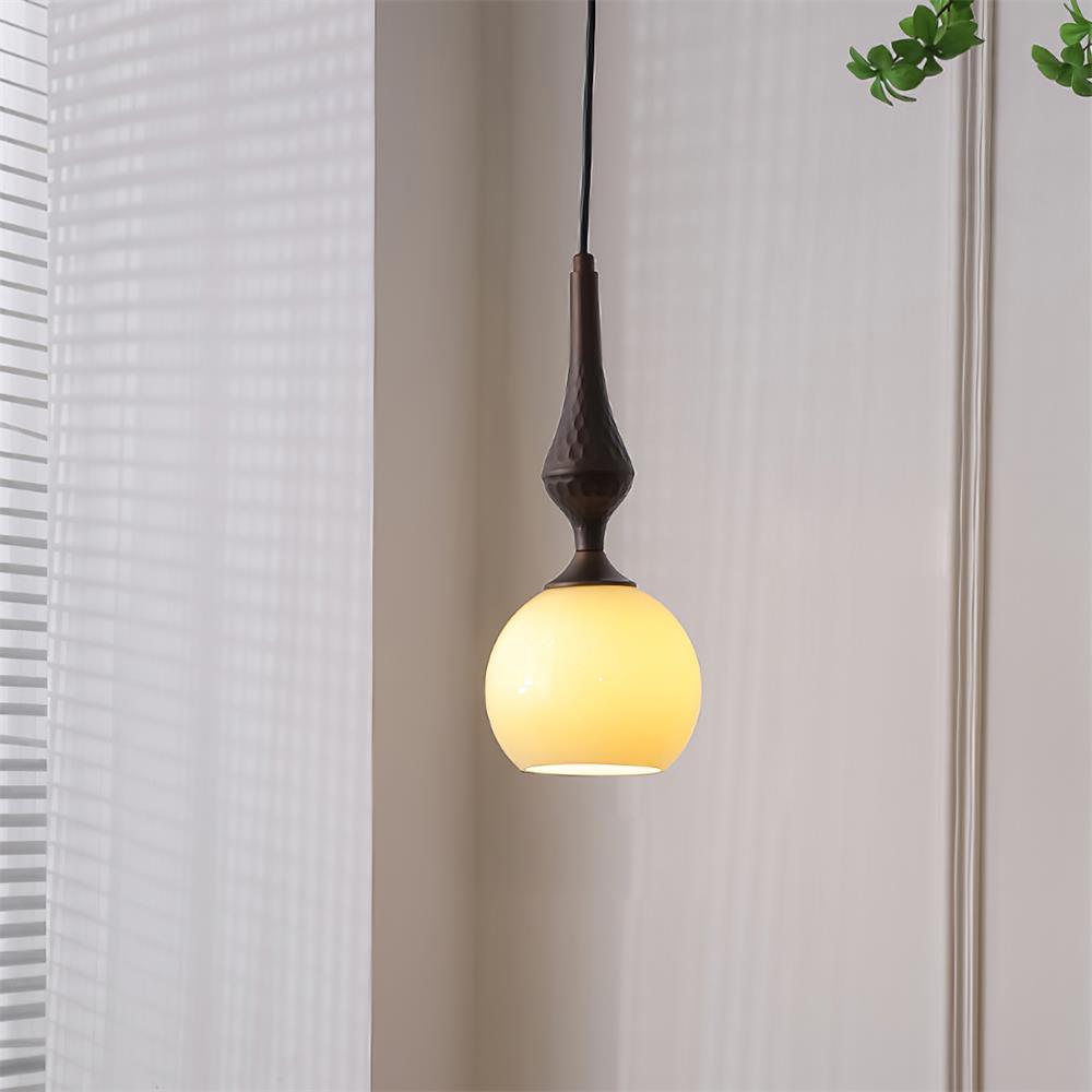 Dimmable White Shade Vintage Brown Glass Pendant Lamp